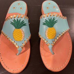 Jack Rogers Pineapple Turquoise Thong Sandals